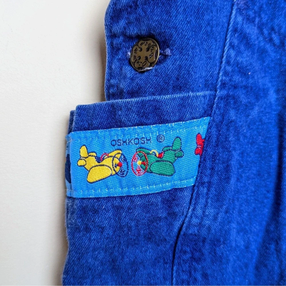 Vintage Oshkosh Bgosh Overalls Denim Osh Kosh Airplane Bubble 80s Size 12 Months